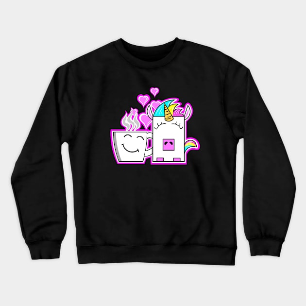 Unicorn and Coffee Crewneck Sweatshirt by TimAddisonArt